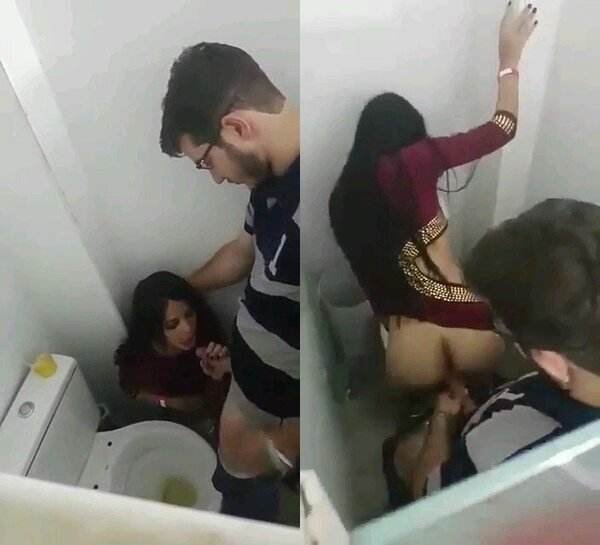 Horny couple porn movies fucking in public toilet mms